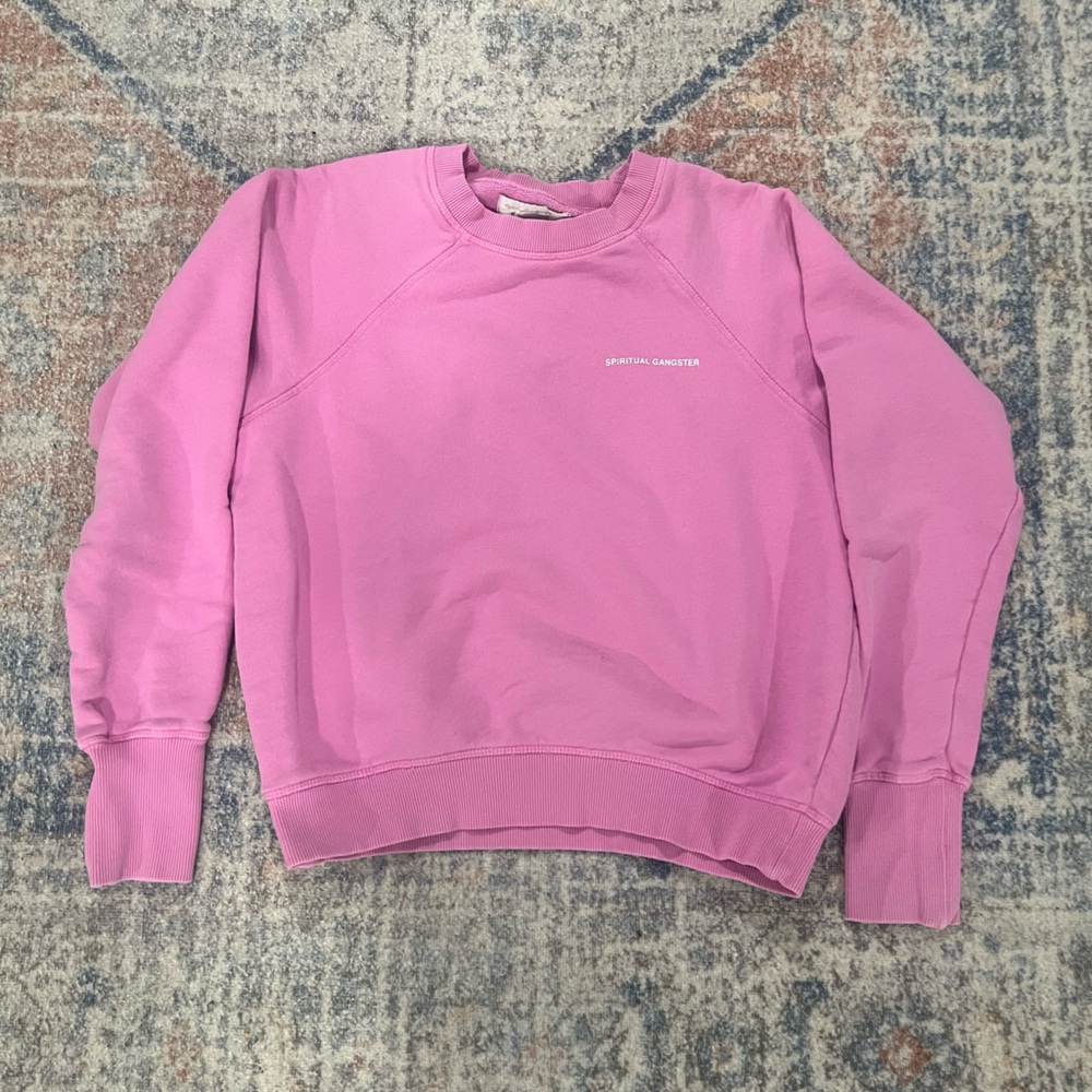Spiritual Gangster Pink Crewneck Sweatshirt XS flaw